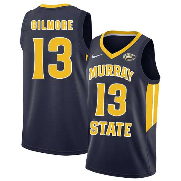 Murray State Racers #13 Devin Gilmore Navy College Basketball Jersey